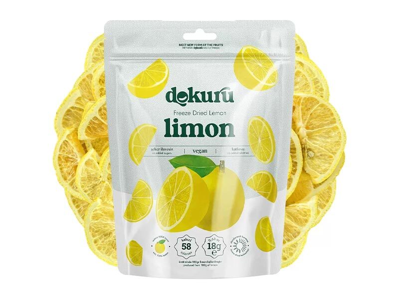 Dokuru Freeze-Dried Yellow Lemon Chips 18g - 100% Natural, No Added Sugar, Made in Turkey
