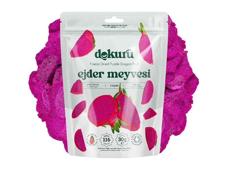 Dokuru Freeze-Dried Red Dragon Fruit Chips 30g | 100% Natural, No Added Sugar, Made in Turkey