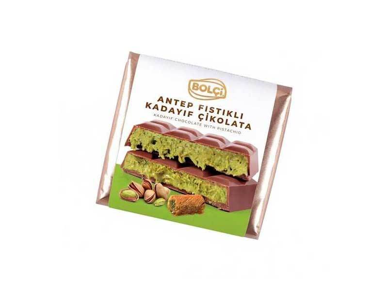 Dubai Premium Milk Chocolate Bar with Pistachio Qatayef Filling 100g