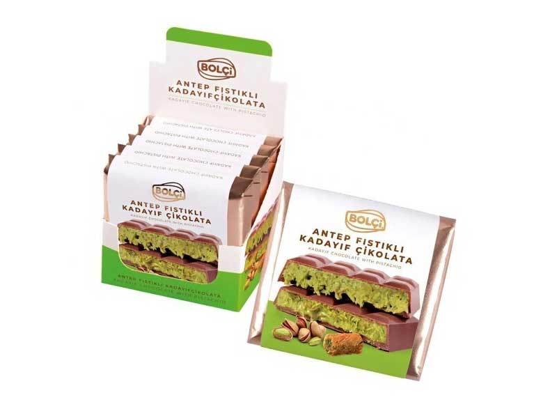 Dubai Premium Milk Chocolate Bar with Pistachio Qatayef Filling 100g