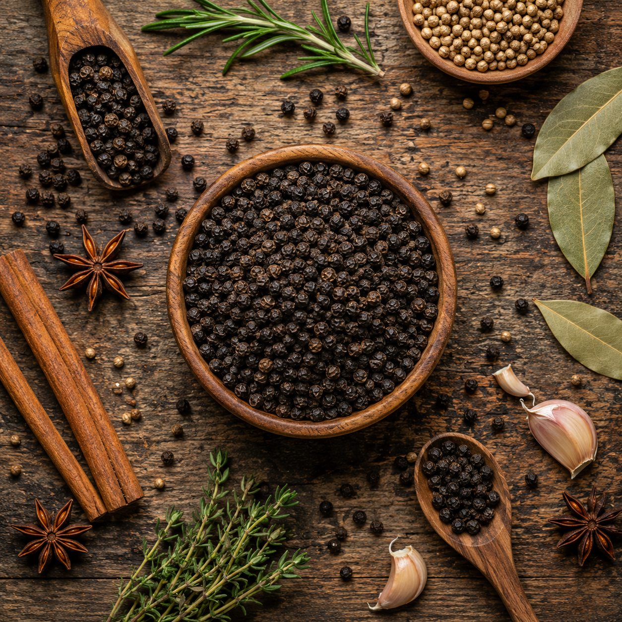 Grade A Whole Black Peppercorns, 100% Natural Whole Pepper - 200g
