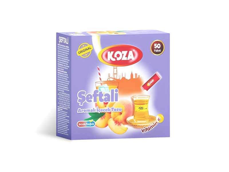 KOZA Peach Instant Drink Powder Sticks | 50 Individually Packed Sachets | Turkish Tea | Hot or Cold Drink