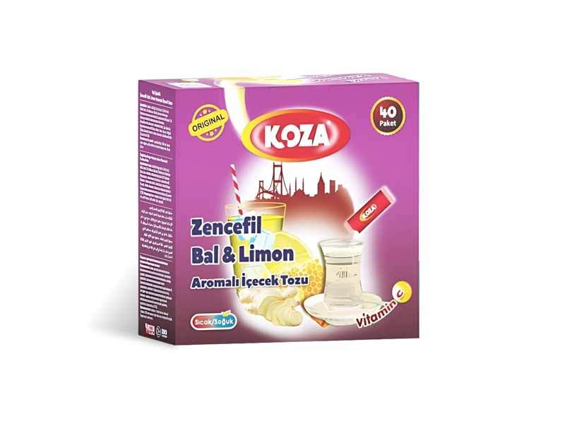KOZA Ginger Honey Lemon Instant Drink Powder Sticks | 50 Individually Packed Sachets | Turkish Drink | Hot or Cold Beverage
