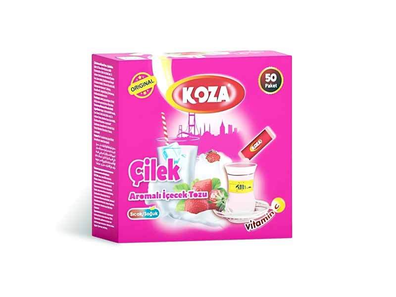 KOZA Strawberry Instant Drink Powder Sticks | 50 Individually Packed Sachets | Turkish Drink | Hot or Cold Beverage