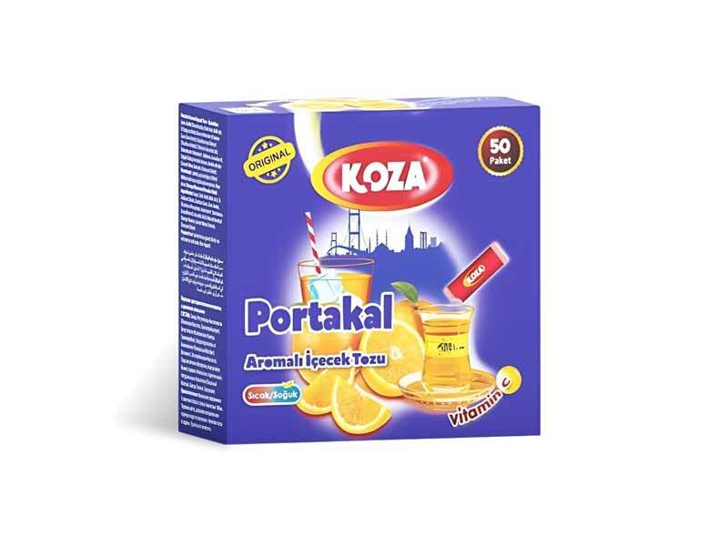KOZA Orange Instant Drink Powder Sachets | 50 Single-Serve Packs | Turkish Tea | Hot or Cold Drink