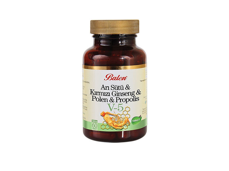 Balen V5 Royal Jelly Red Ginseng Pollen and Propolis Tablets 60 Count 1000 mg