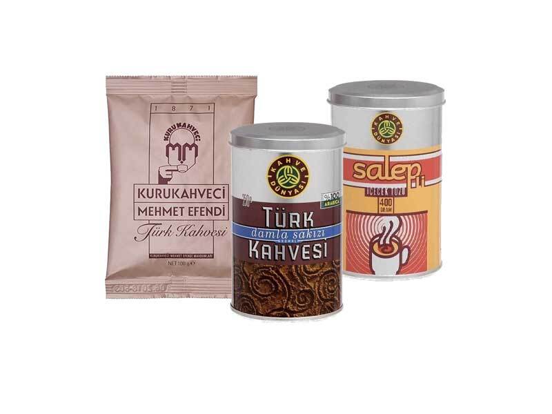 Turkish Coffee and Salep Bundle (Mehmet Efendi 100g, Kahve Dünyası Salep 400g, Frankincense Coffee 250g)
