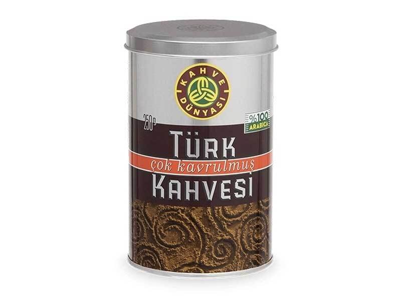 Kahve Dunyasi Dark Roast Turkish Coffee Ground Arabica 250 g Tin
