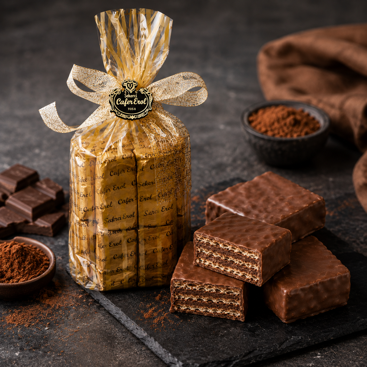 Şekerci Cafer Erol Milk Chocolate Wafer Bites - 16 Individually Wrapped Pieces