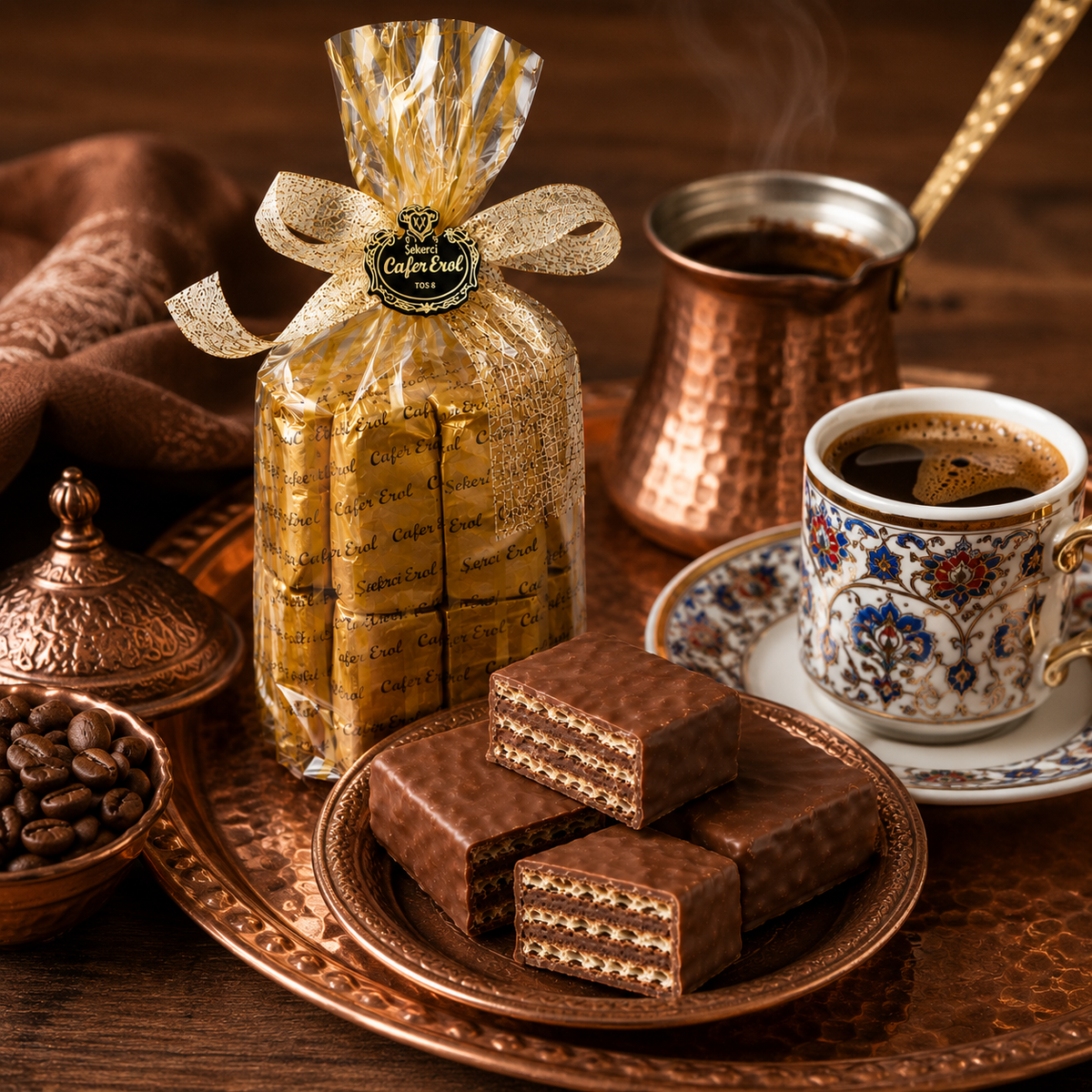 Şekerci Cafer Erol Milk Chocolate Wafer Bites - 16 Individually Wrapped Pieces