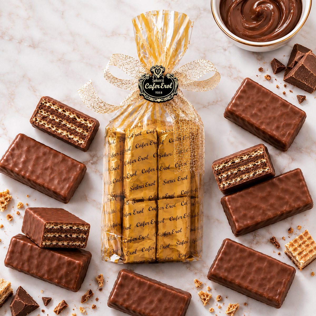 Şekerci Cafer Erol Milk Chocolate Wafer Bites - 16 Individually Wrapped Pieces