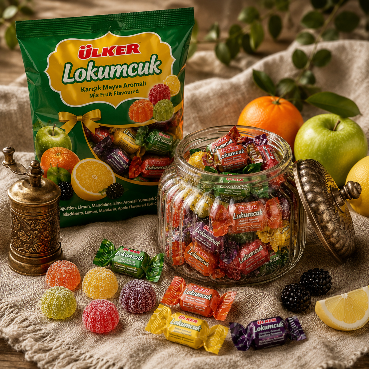 Ülker Lokumcuk Mixed Fruit Flavored Candy - 350 g