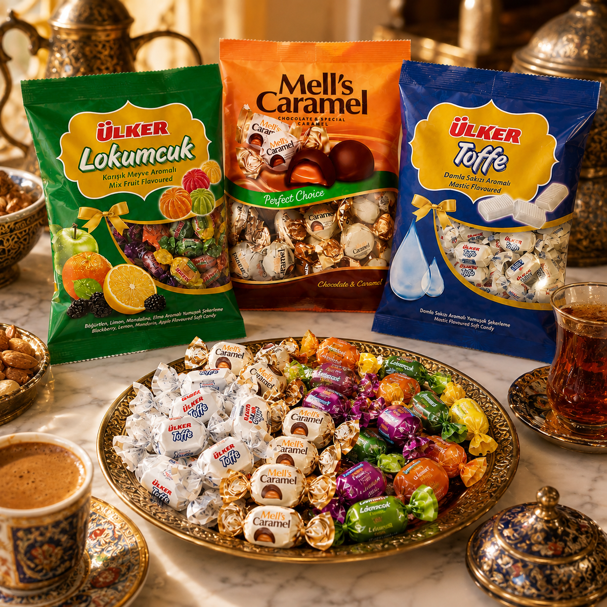 Ülker, Mell’s & Kent Mastic, Caramel & Fruit Candy Bundle - 4 Pack, 2.01 kg