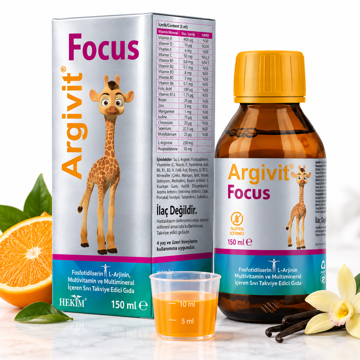 Argivit Focus Liquid Multivitamin & Mineral Supplement, 150 ml