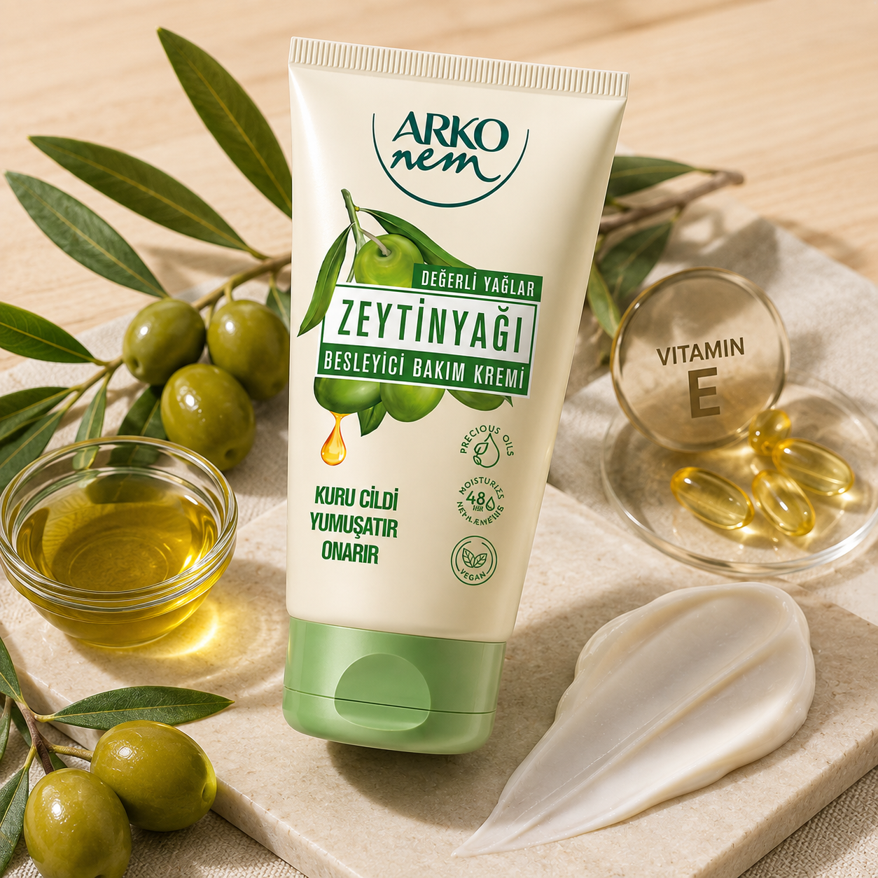 Arko Nem Precious Oils Olive Oil Moisturizing Hand & Body Cream - 60 ml