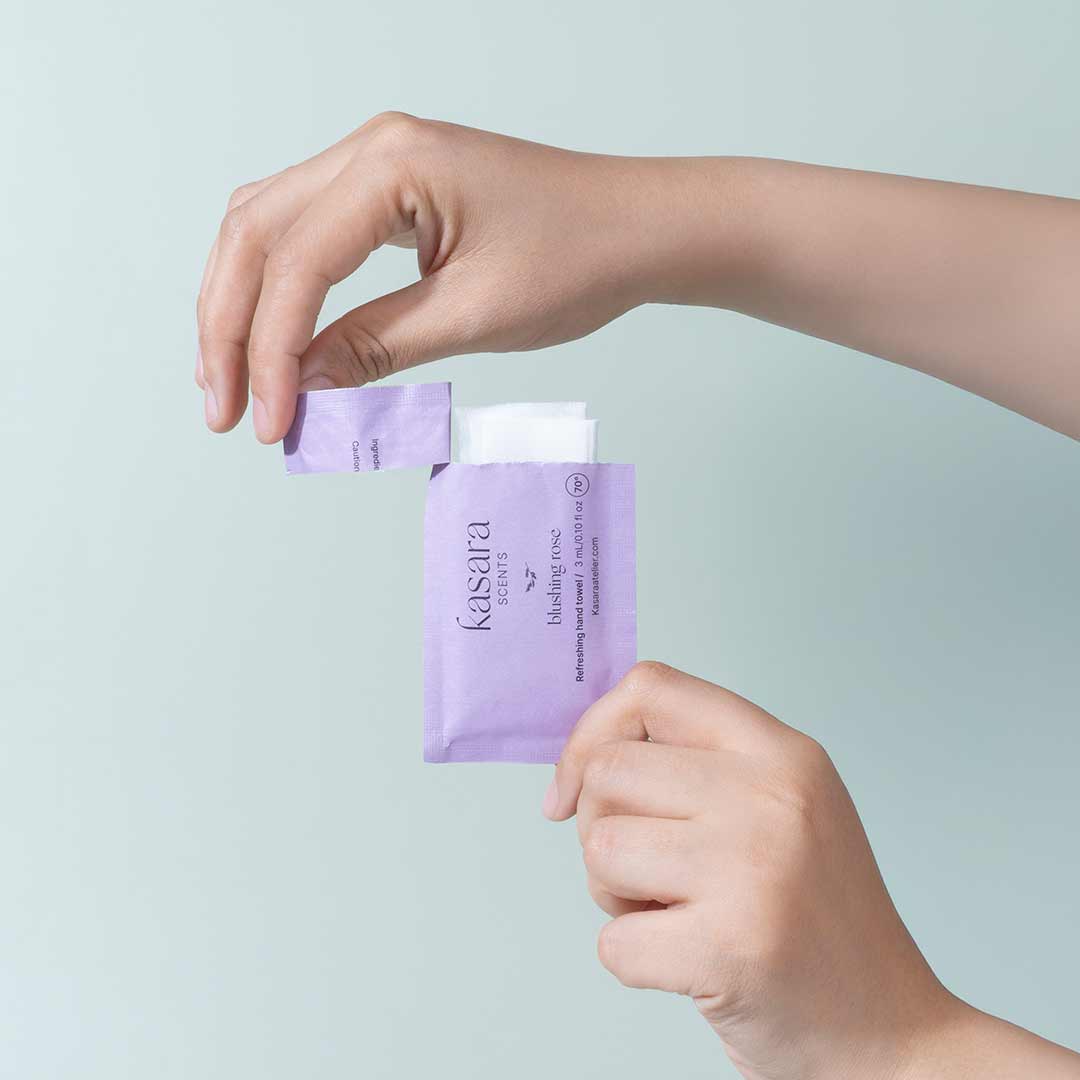 Kasara Blushing Rose Perfumed Hand Wipes Rose & Violet - 60 Pieces