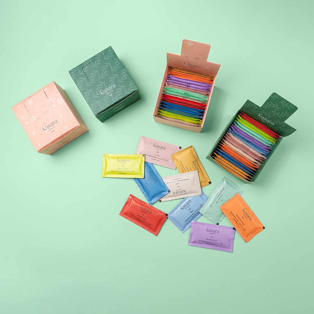 Kasara Mixed Scented Hand Wipes Box 10 Scents - 25 Sachets