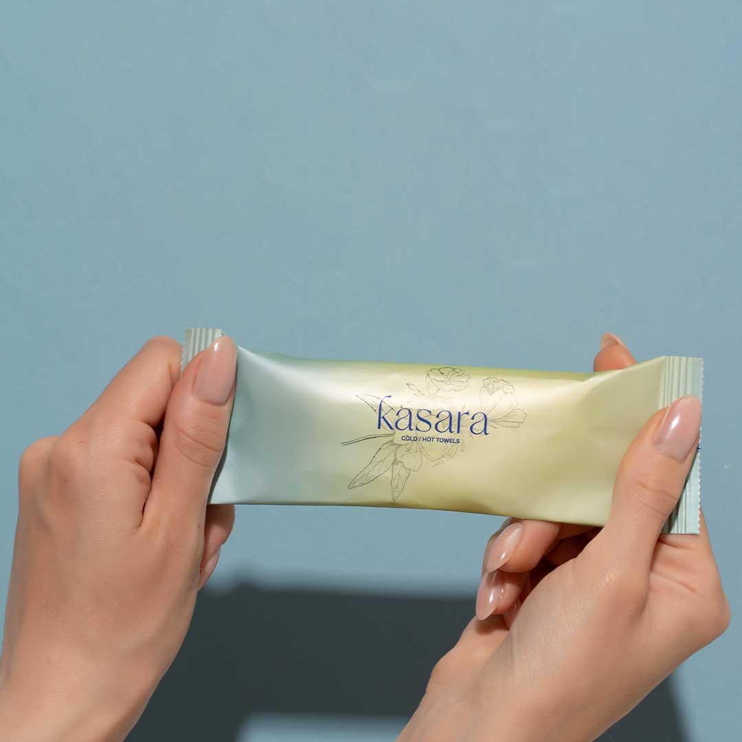 منشفة كسارا  Kasara المعطرة بزهرة القطن خالية من الكحول - للاستخدام الساخن أو البارد