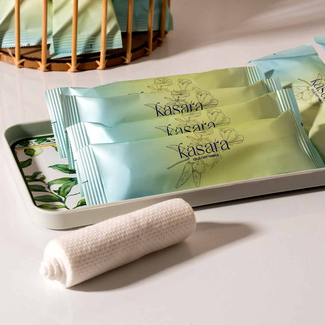 منشفة كسارا  Kasara المعطرة بزهرة القطن خالية من الكحول - للاستخدام الساخن أو البارد