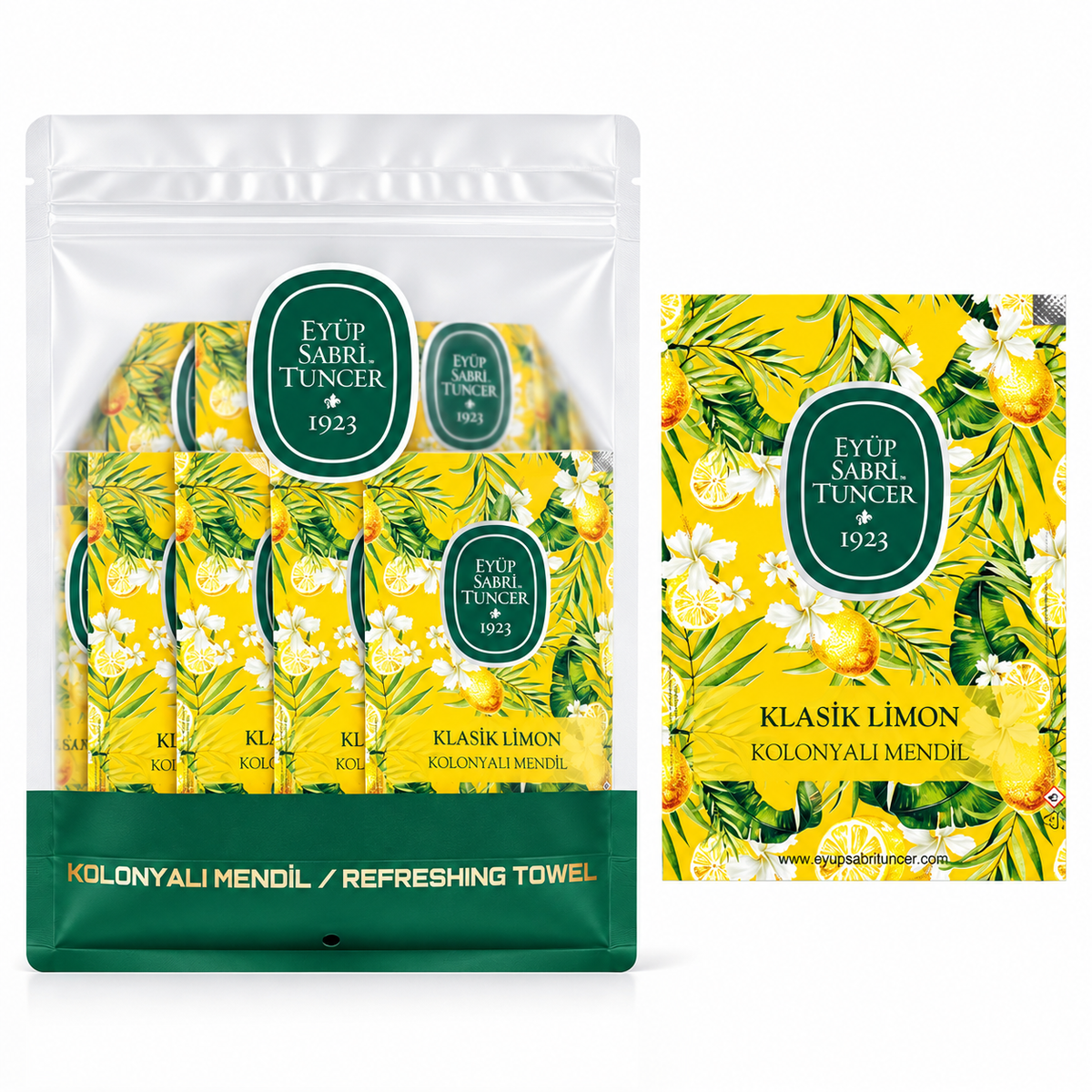 Eyüp Sabri Tuncer Classic Lemon Cologne Wipes 28 × 24 cm - 50 Pieces