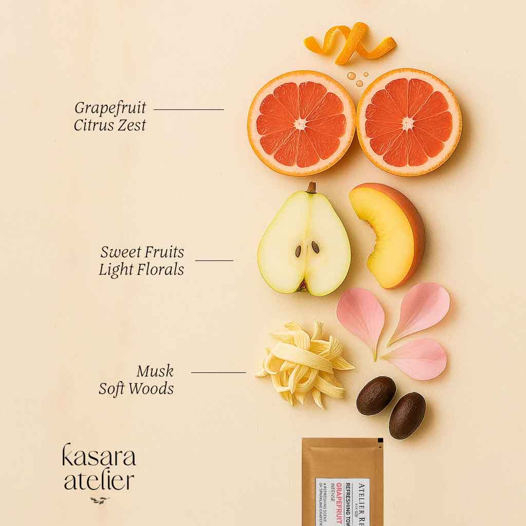 مناشف أتيليه ريبول Atelier Rebul Grapefruit المعطرة بالجريب فروت وكحول 70° - صنع في تركيا