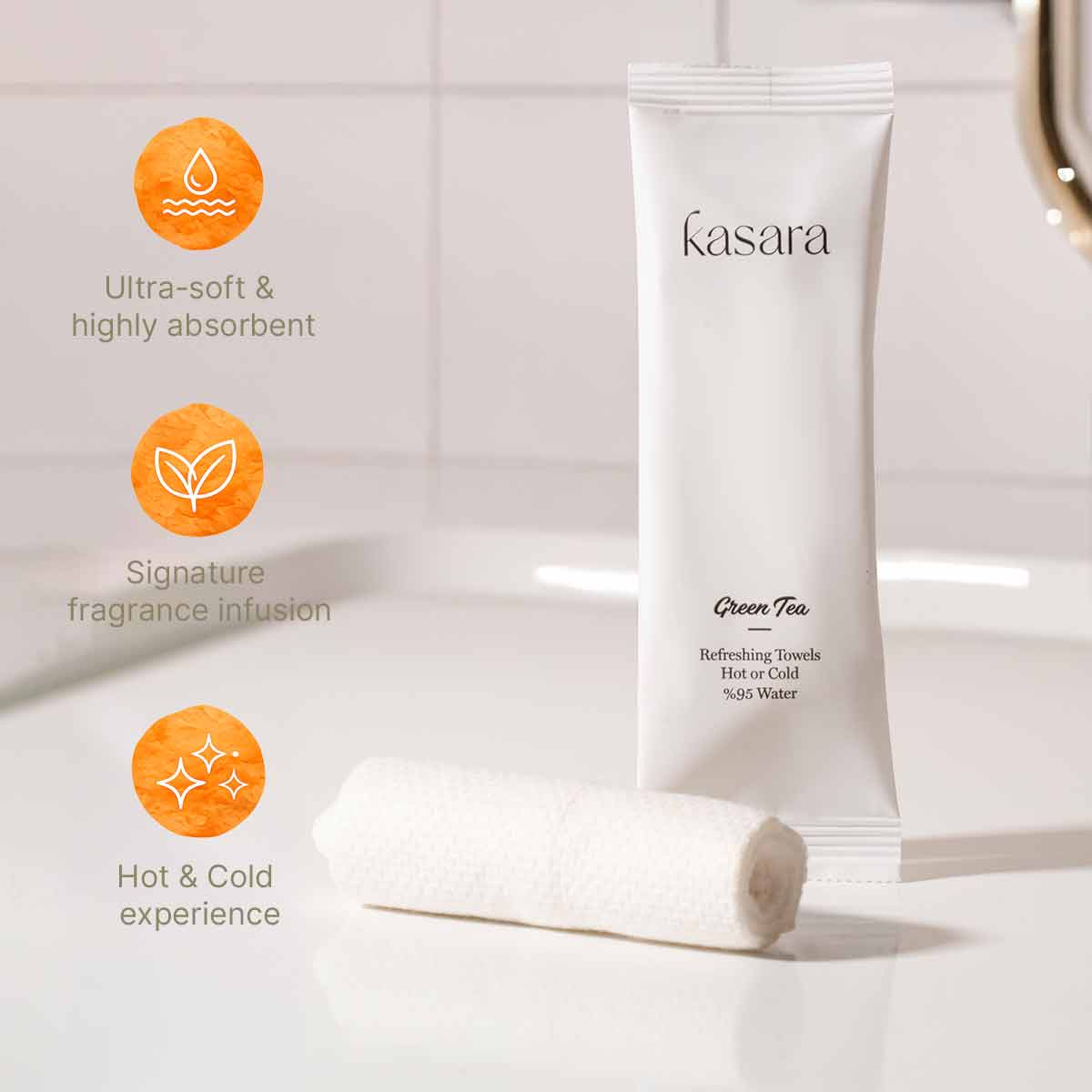 Kasara Green Tea Hot & Cold Scented Towel - 95% Purified Water