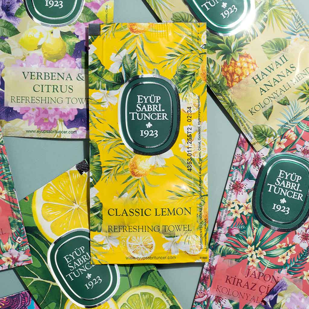 Eyup Sabri Tuncer Classic Lemon Wipes 65% Alcohol Small Size - 150 Pieces
