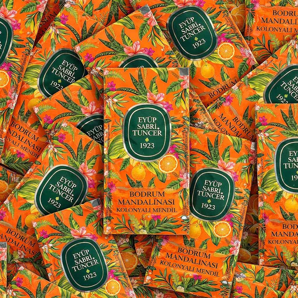 مناديل أيوب صبري Eyup Sabri Tuncer Bodrum Tangerine بكحول 65% - 150 قطعة