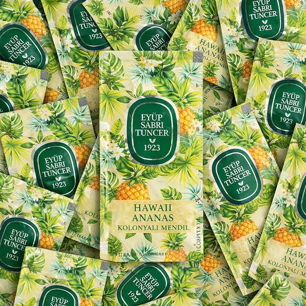 مناديل أيوب صبري تونجر Eyüp Sabri Tuncer Hawaii Pineapple بكحول 65% - صناعة تركية