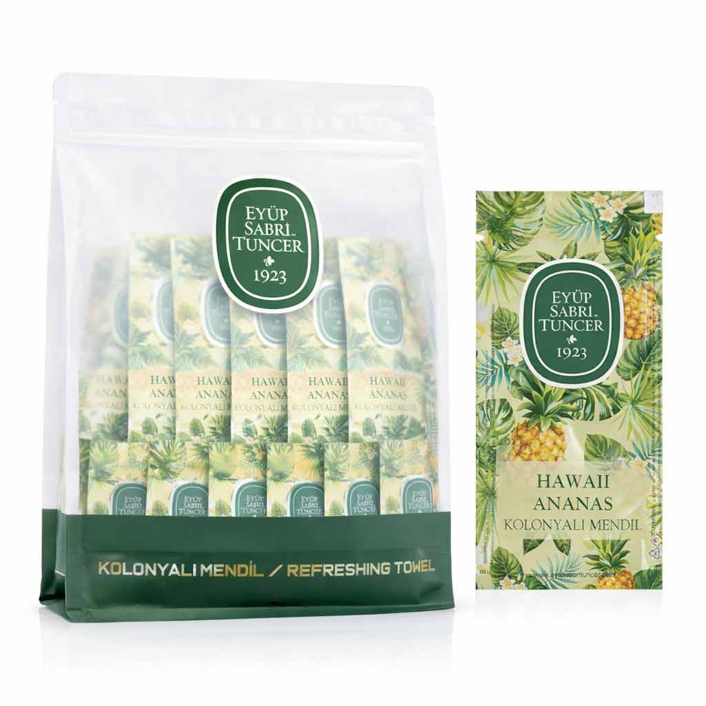مناديل أيوب صبري تونجر Eyüp Sabri Tuncer Hawaii Pineapple بكحول 65% - صناعة تركية
