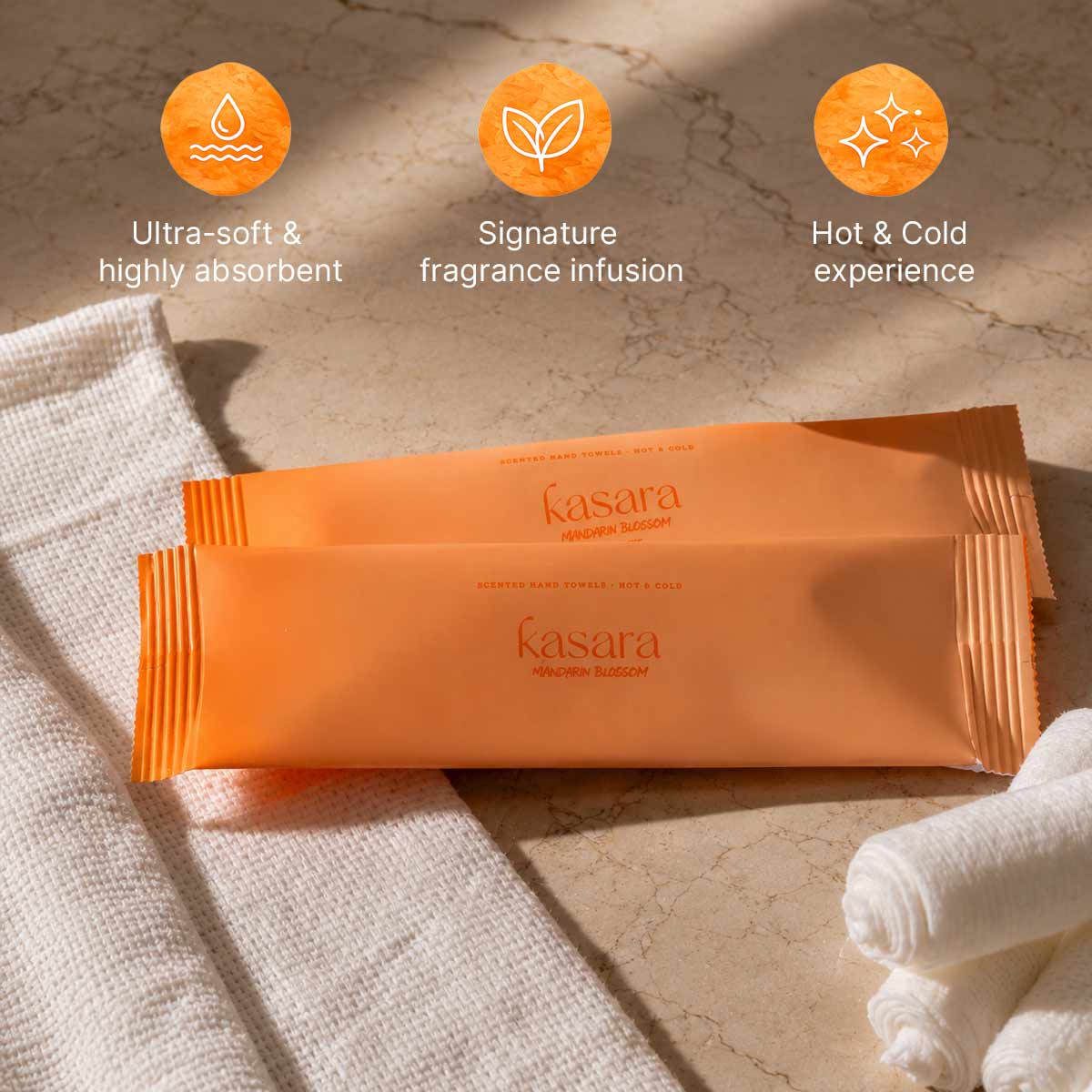 Kasara Mandarine Hot & Cold Scented Towel - 95% Purified Water