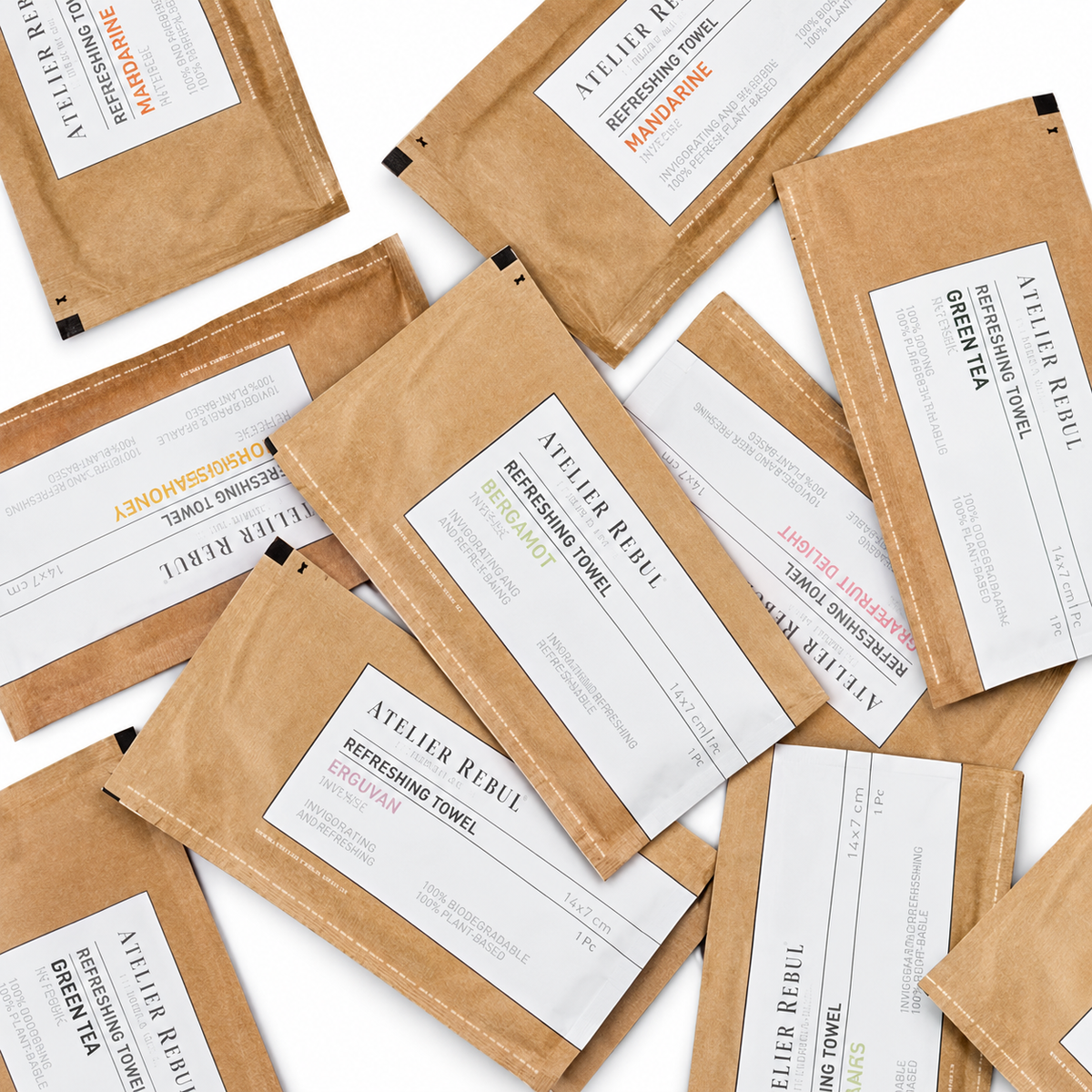 Atelier Rebul Grapefruit Scented Cleansing Wipes 100 Pack, Individually Wrapped, 14 x 7 cm