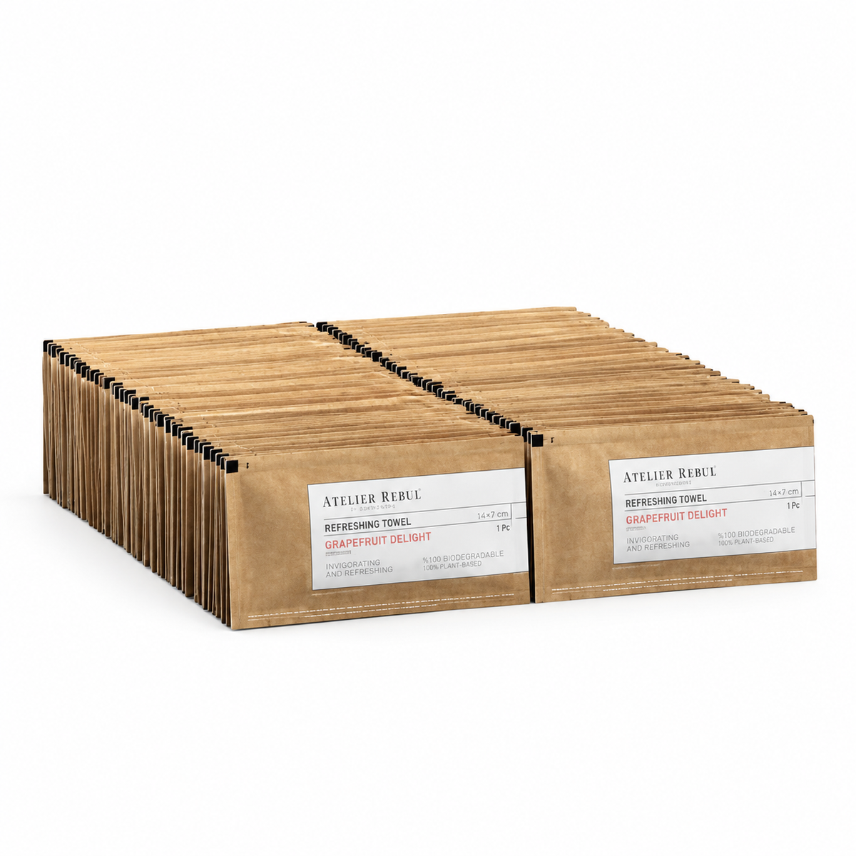 Atelier Rebul Grapefruit Scented Cleansing Wipes 100 Pack, Individually Wrapped, 14 x 7 cm