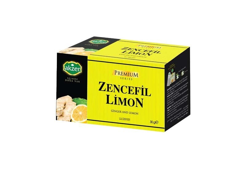Akzer Ginger Lemon Herbal Tea Bags 30 g (20 Count)