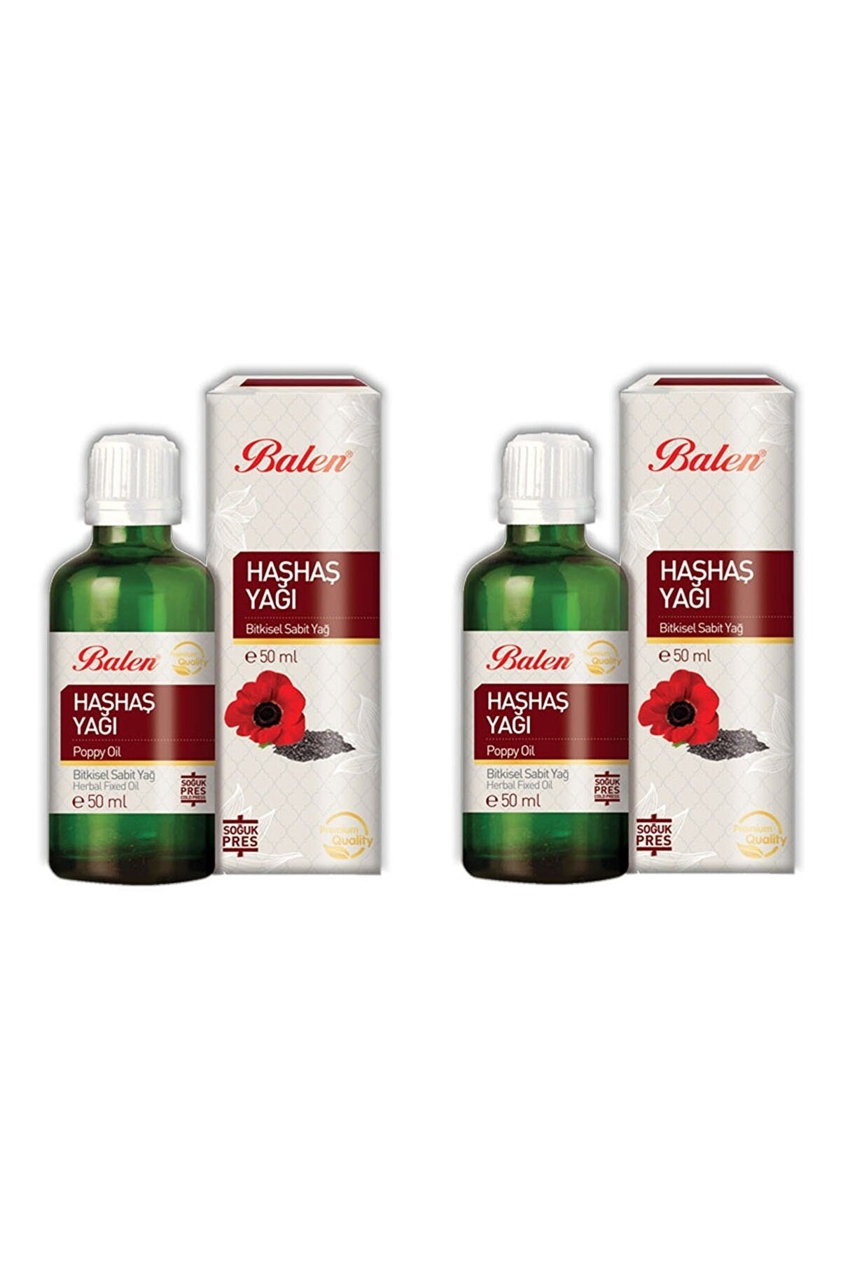 Balen Pure Poppy Seed Oil 50 ml (2-Pack) Cold-Pressed Body, Face and Hair Oil
