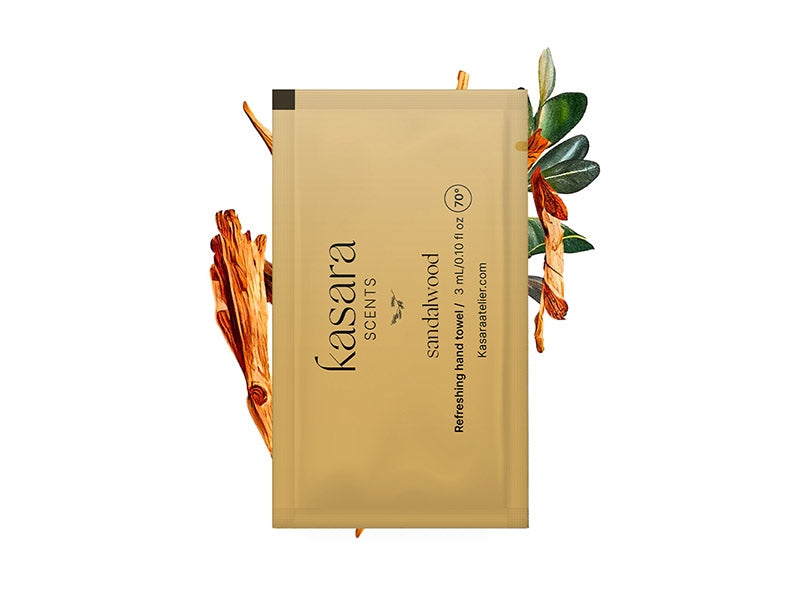 Kasara Atelier Sandalwood Perfumed Hand Wipes, 60 Pieces