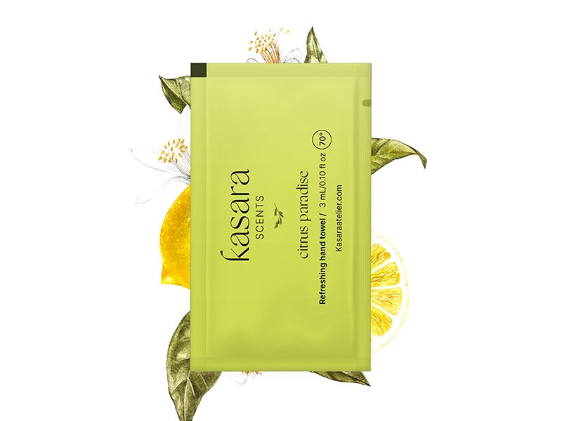 Kasara Atelier Citrus Paradise Perfumed Hand Wipes, Lime Scent, 60 Pieces