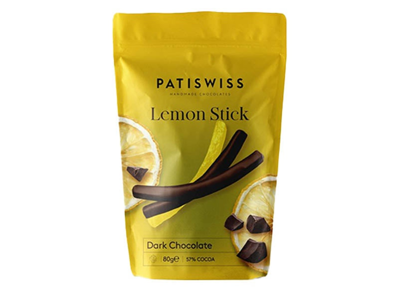 Patiswiss Bitter Lemon Chocolate Sticks 80 g - Individually Wrapped