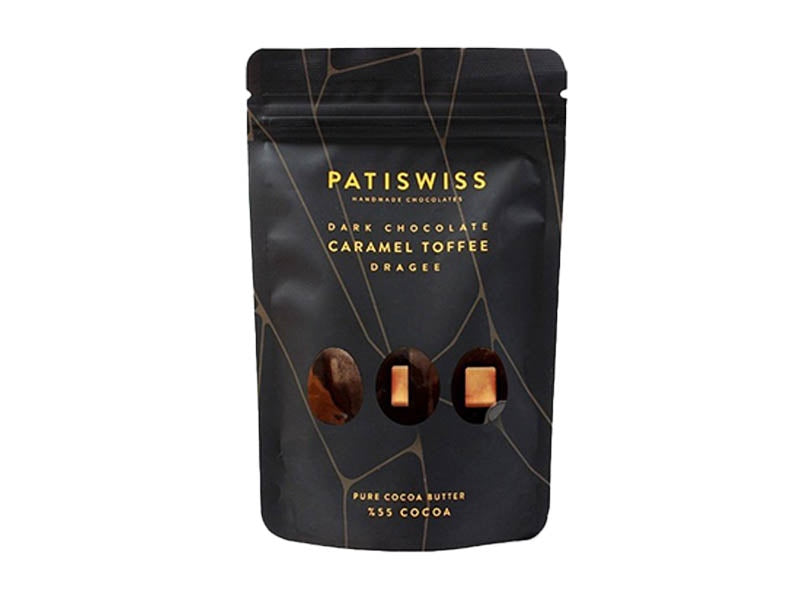 Patiswiss Dark Chocolate Covered Caramel Toffee Dragee 80 gm