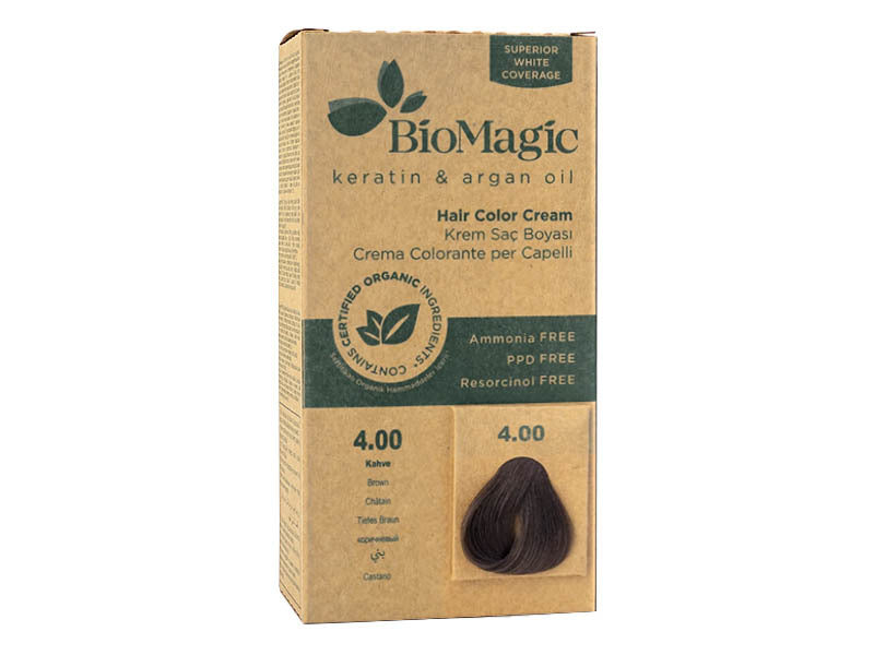 BioMagic Organic Hair Color Cream Natural Brown 4.00 Ammonia Free