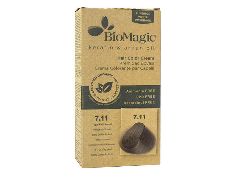 Biomagic Organic Hair Color Cream 7.11 Intense Ash Blonde