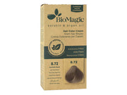 BioMagic Organic Hair Color Cream Light Ash Brown 8.72, Ammonia-Free with Keratin & Argan Oil
