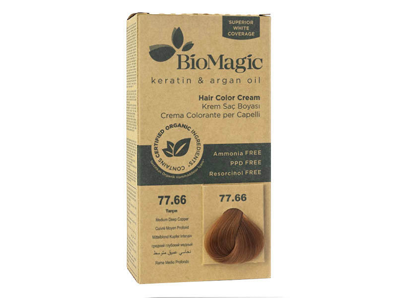 Biomagic Organic Hair Color Cream 77.66 Medium Deep Copper Cinnamon