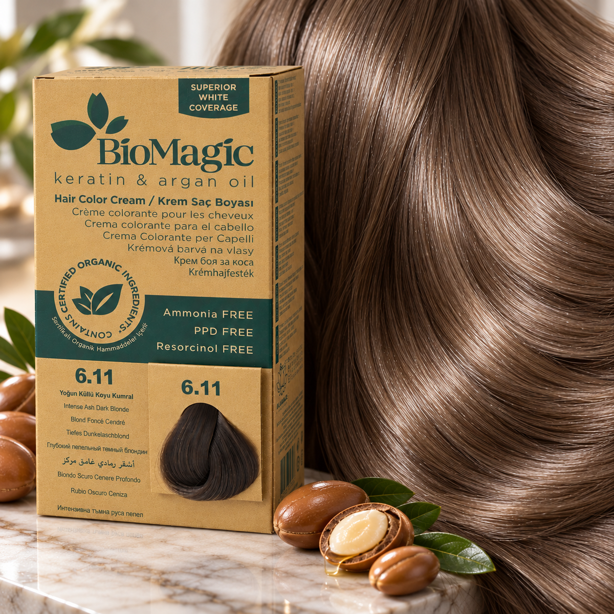 BioMagic Intensive Dark Blonde 6.11 Hair Color Kit - 60 ml + 90 ml Developer