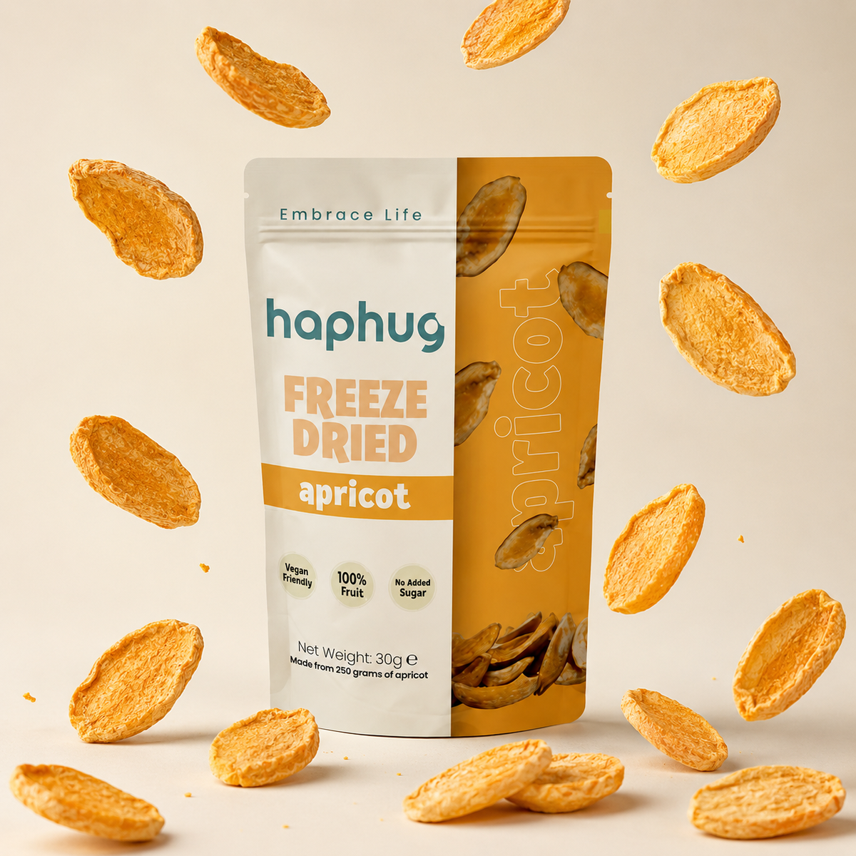 Haphug Freeze-Dried Apricot Chips - No Added Sugar - 30g - Made in Turkey