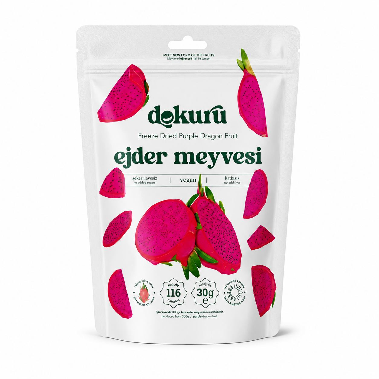 Dokuru Freeze-Dried Red Dragon Fruit Chips - No Added Sugar - 30 g