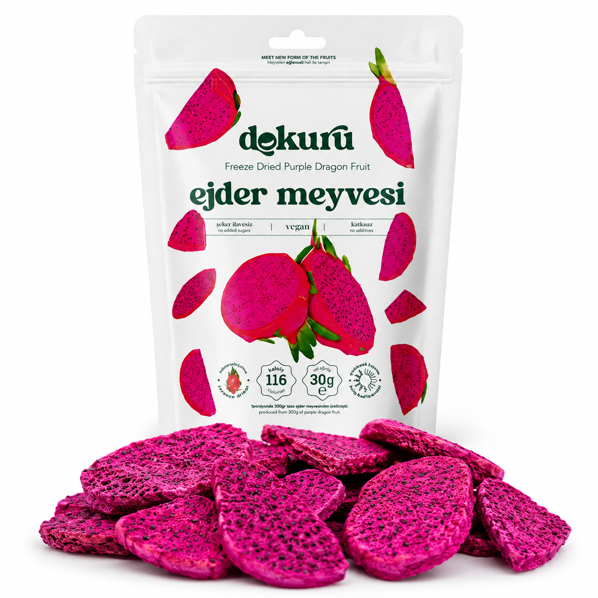 Dokuru Freeze-Dried Red Dragon Fruit Chips - No Added Sugar - 30 g