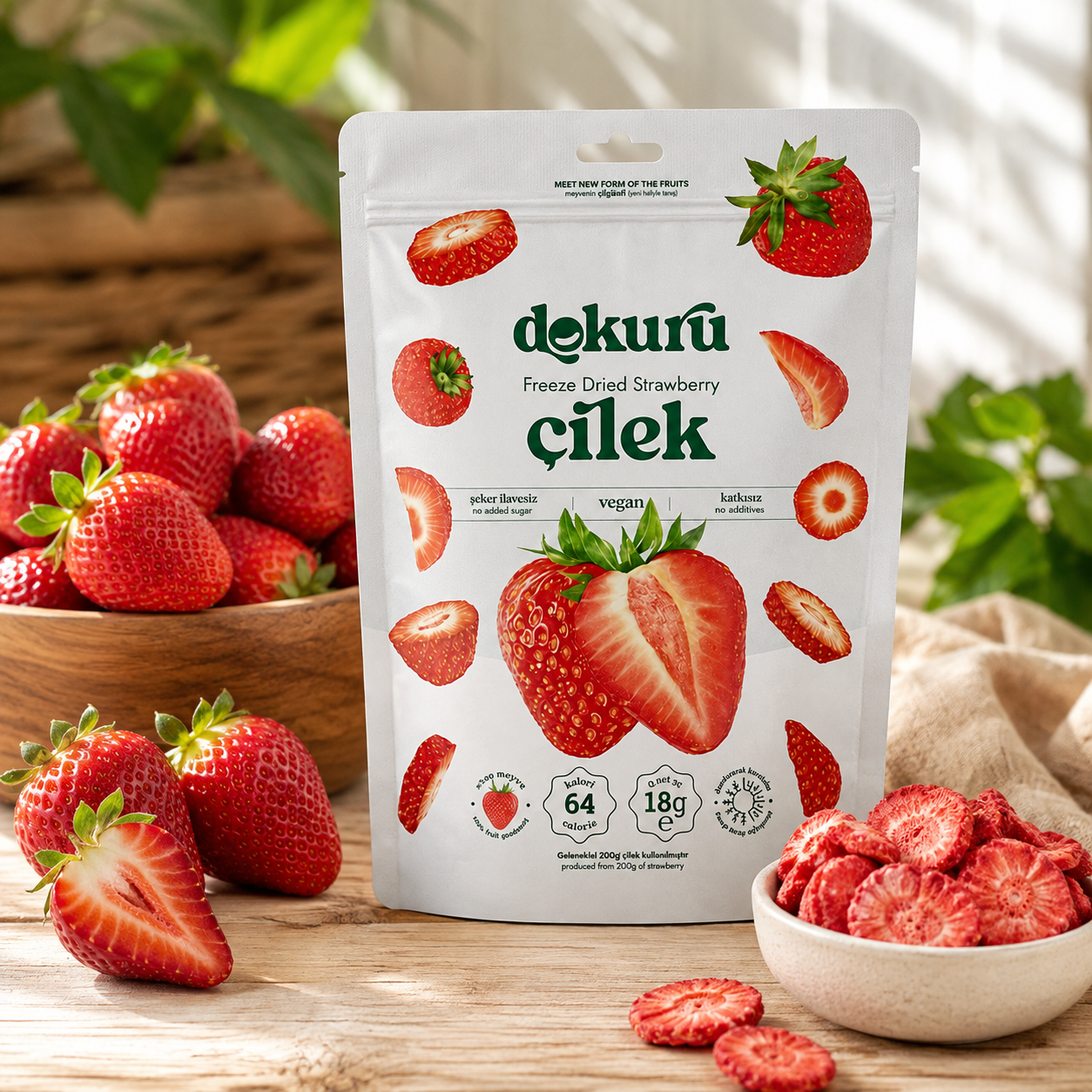 Dokuru Freeze-Dried Strawberry Chips - No Added Sugar - 18 g