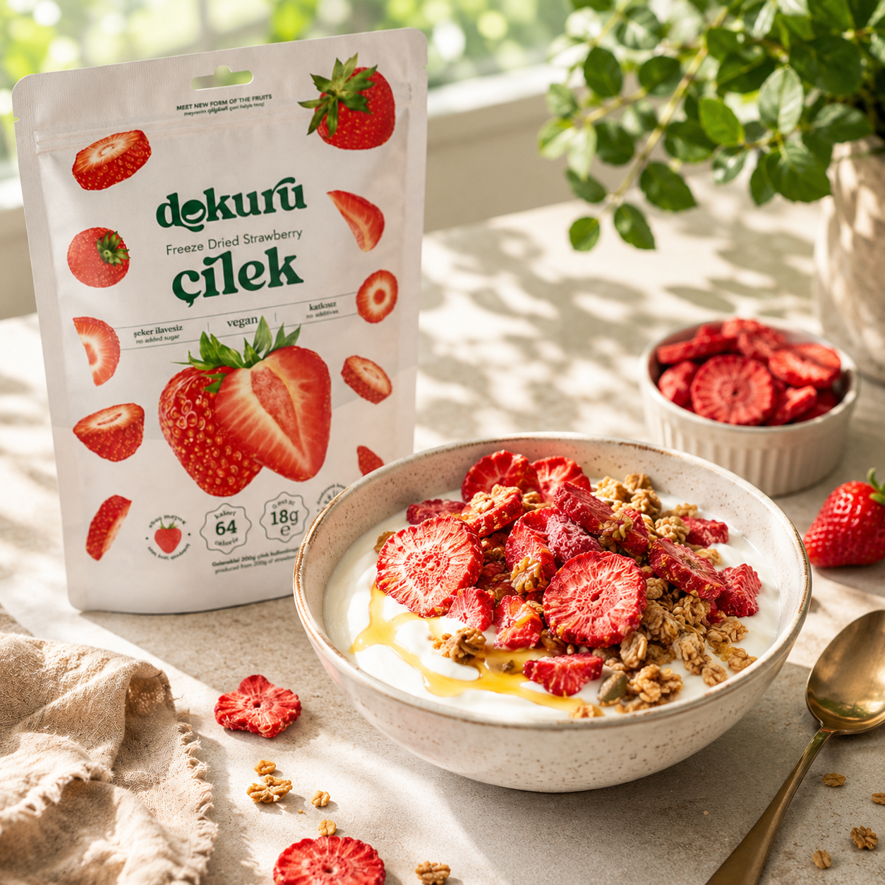 Dokuru Freeze-Dried Strawberry Chips - No Added Sugar - 18 g