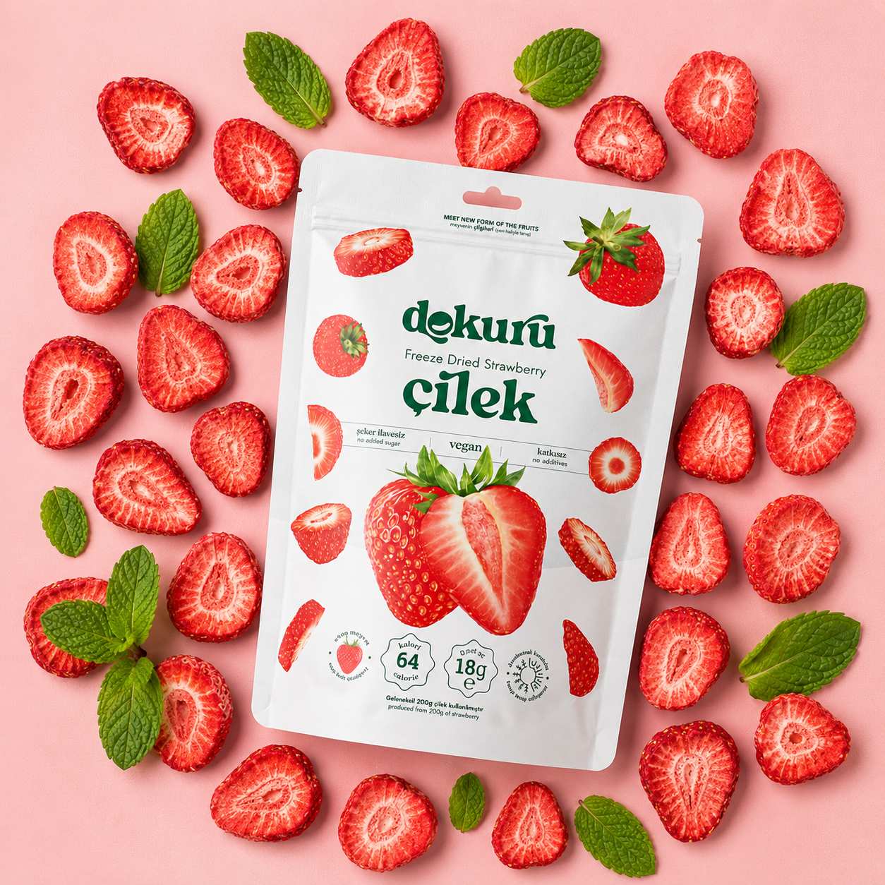 Dokuru Freeze-Dried Strawberry Chips - No Added Sugar - 18 g